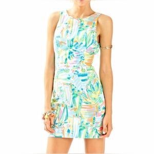 Lilly Pulitzer Blue Green High Neck Mini Dress